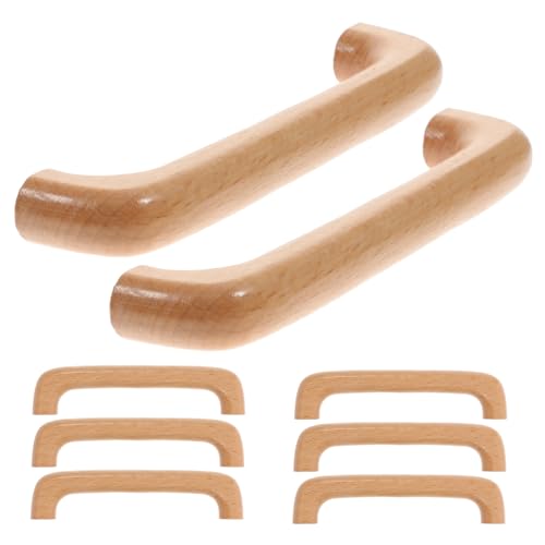 SOPOTUTU 8 Stück Teiliges Gebogene Buchenholz Möbelgriffe Schrankgriffe Retro Design Glatte Oberfläche Einfache Montage für Kommoden Küchenschränke von SOPOTUTU