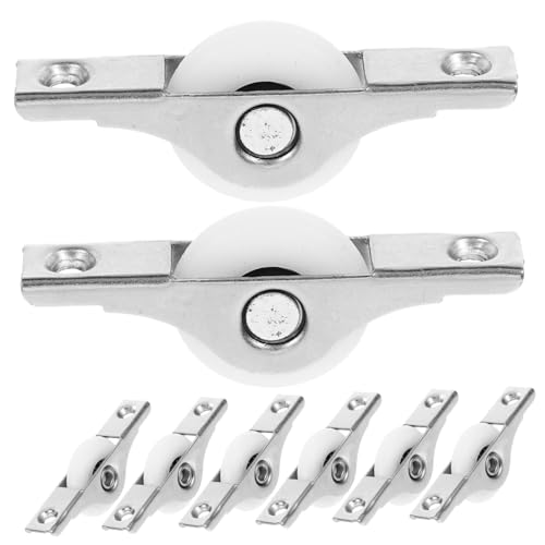 SOPOTUTU 8 Stück Teiliges Nylon schiebetürrollen Weiß mit Metallführung Geräuscharm Verschleißfest Langlebig Geeignet für Fenster Türen Schränke und Schiebetür laufschienen von SOPOTUTU