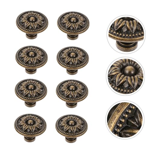 SOPOTUTU 8 Stück Teiliges Vintage Schubladenknöpfe Bronze Blumenform Einfache Runde Möbelgriffe Antike Kabinettsknöpfe für Küchenschränke Kommoden und Kleiderschränke Langlebig und Leicht von SOPOTUTU