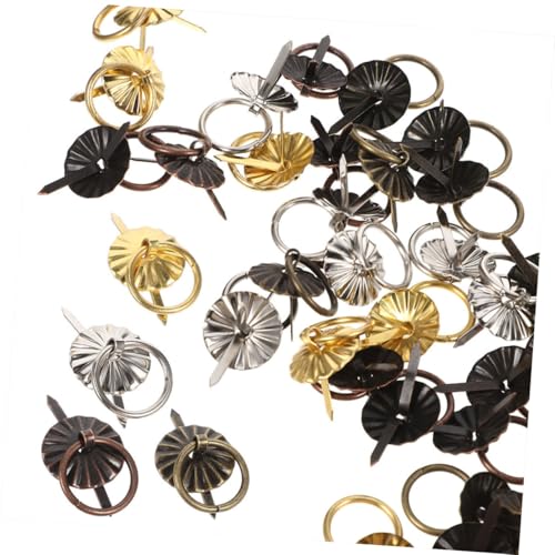 SOPOTUTU 80 Stück Teiliges Mini Möbelgriffe Vintage Retro Eisengriffe Runde Ringschalen für Kommoden Schmuckkästchen Kleine Möbel DIY Home Dekor von SOPOTUTU
