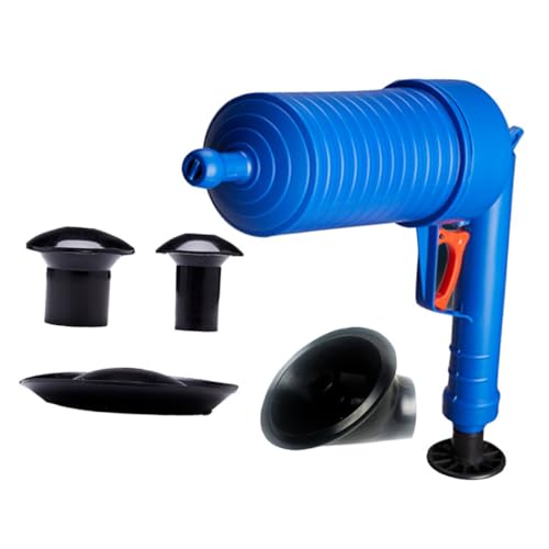 SOPOTUTU Airdruck abflussreiniger Set mit Saugern Handbetriebener Dichtungs pömpel für Verstopfte Toilette Waschbecken Bad und Küche Aufsatz Doppelte Sicherheitsventile Blau von SOPOTUTU