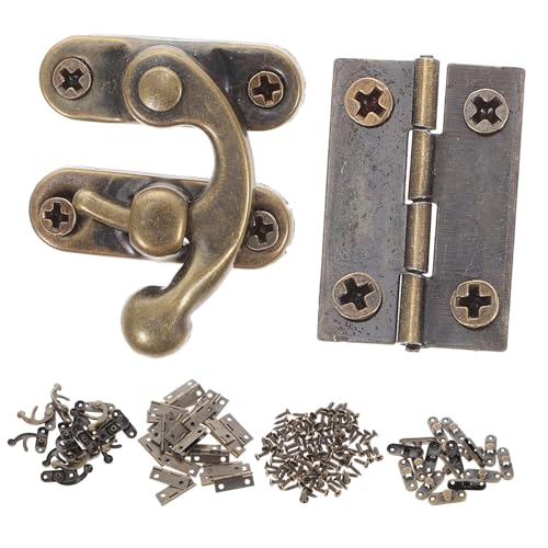 SOPOTUTU Antike Scharniere und Hasps Teilig Vintage Kistenschloss mit Riegelhaken aus Robustem für Holzkisten Schmuckkästen und Möbel Vintage Verschluss von SOPOTUTU
