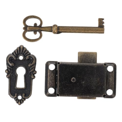 SOPOTUTU Antikes Möbel Schloss Vintage Hasp Lock für Schmuckkasten Schubladensicherung Grünbronze Stilvolles Sicheres Schrankschloss für Kommode Vitrine und Antike Möbel von SOPOTUTU