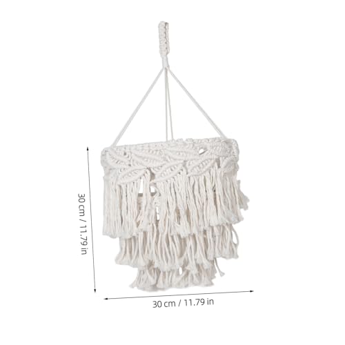 SOPOTUTU Boho Makramee Lampenschirm Handgewebt Baumwolle Fransen Pendelleuchte Deckenleuchte Ersatzschirm für Wohnzimmer Skandinavischer Stil Wohnzimmerbeleuchtung SOPOTUTU Boho Makramee Lampenschirm Handgewebt Baumwolle Fransen Pendelleuchte Deckenleuchte Ersatzschirm für Wohnzimmer Skandinavischer Stil Wohnzimmerbeleuchtung von SOPOTUTU