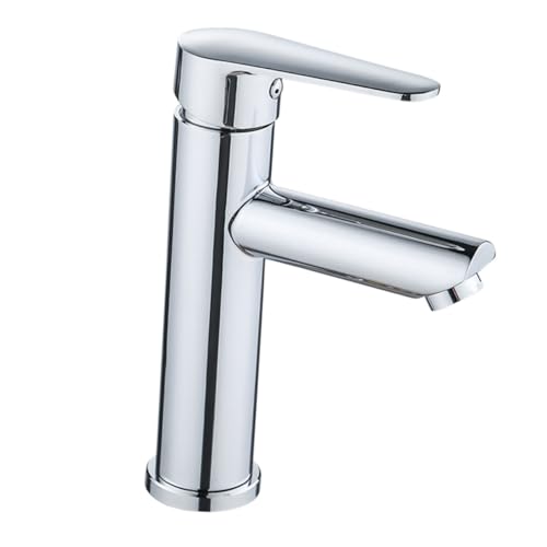 SOPOTUTU Edelstahl Waschbeckenarmatur mit Heiß Kalt Mischfunktion Langlebiger Bad Wasserhahn für Badezimmer und Waschtisch Platzsparend Einfache Installation Verarbeitet Modernes Design von SOPOTUTU