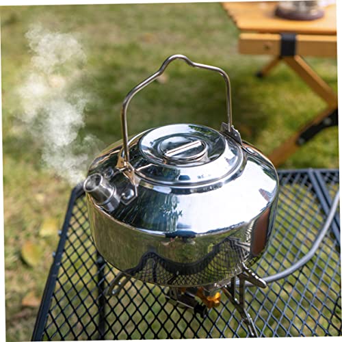 SOPOTUTU Edelstahl Wasserkocher Camping Kessel Leicht Tragbar mit Ausguss Griff für Outdoor Wandern Picknick Tee Kochen von SOPOTUTU
