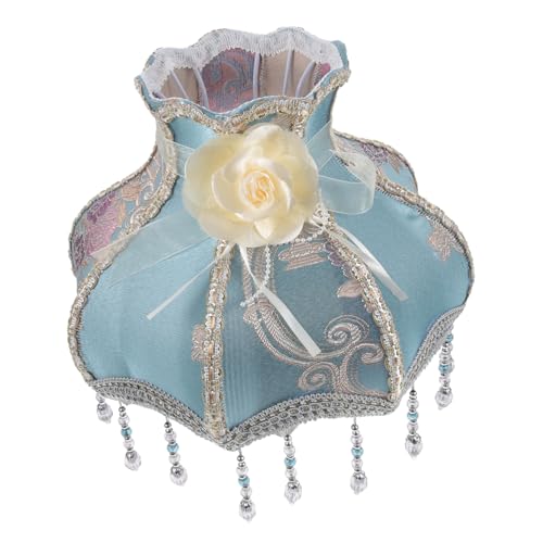 SOPOTUTU Europäischer Vintage Lampenschirm Stoff Lampenschirm Ersatz für Schreibtischlampe Große Muschel Form Langlebiger mit Zarter Spitze und Besticktem Edelstein design von SOPOTUTU
