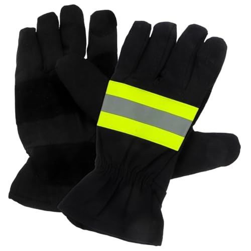 SOPOTUTU Feuerwehrhandschuhe Hitzebeständig Isoliert mit Reflektierendem Streifen Baumwolle Dicke Schutzhandschuhe für Brandbekämpfung Einsetzbar Hohe Temperaturbeständigkeit von SOPOTUTU