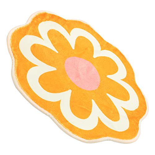 SOPOTUTU Flauschige Blumenform Badteppich Gelb Wasserabsorbierend Rutschfester Teppich für Wohnzimmer Schlafzimmer Eingangsbereich Dekoration von SOPOTUTU