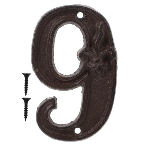 SOPOTUTU Gusseisen Hausnummer Retro Design Metall Türschild mit Unregelmäßiger Oberfläche Schrauben zur Einfachen Montage Tür Briefkasten oder Wand für Innen und Außennutzung von SOPOTUTU