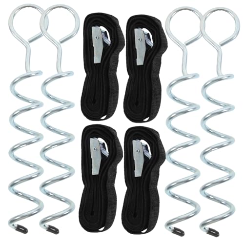 SOPOTUTU Heavy Duty Camping Zeltnagel mit Spiral Bodenanker Rostfrei mit Gurten Stabiles Trampolin und Gartenzubehör für Outdoor Camping und Strand Vielseitig Einsetzbar von SOPOTUTU