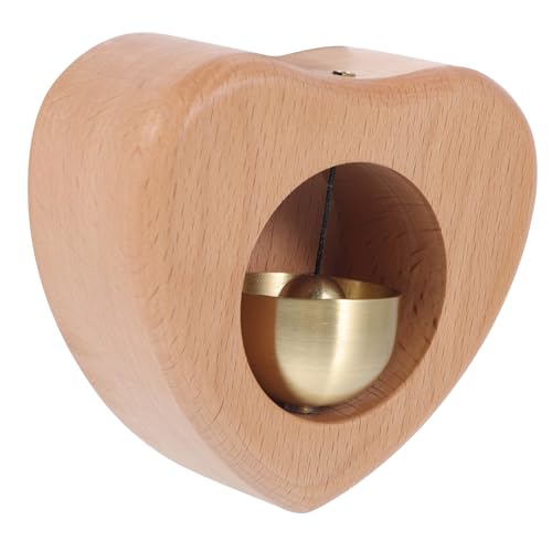 SOPOTUTU Herzförmige Holz türklingel mit Messingglocke Kreativer Ladenbesitzer Windspiel Türgong Magnetisch Dekorativ für Zuhause Fenster Schrank Entspannender Klang von SOPOTUTU