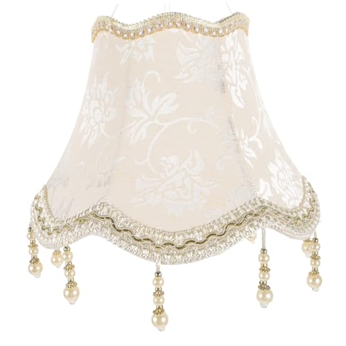 SOPOTUTU Hochwertiger Jacquard Lampenschirm mit Perlen Tassel Dekorativer Stoff Lampenschirm Ersatz für Tischlampe Installieren Geeignet für Wohnzimmer und Schlafzimmer von SOPOTUTU