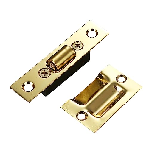 SOPOTUTU Kleiderschrank Tür Kugelverschluss Verstellbar mit Gegenplatte Mattierte Oberfläche Gold Langlebig Rostfrei Einfache Installation für Geräuschlose Schließung von SOPOTUTU