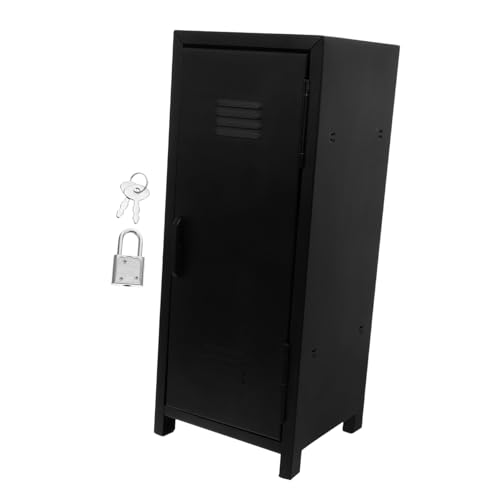 SOPOTUTU Kleiner Abschließbarer Metall-Desktop-Schrank mit Schlüssel Kompakter Platzsparender Aufbewahrungsschrank aus Eisen für Büro Schlafzimmer und Schule von SOPOTUTU