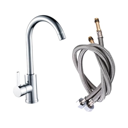 SOPOTUTU Küchen Badarmatur Mischbatterie mit Schlauch Drehbarer Wasserhahn für Warm Kaltwasser aus Hochwertigem Material Verschleißfest Geeignet für Küche und Badezimmer von SOPOTUTU