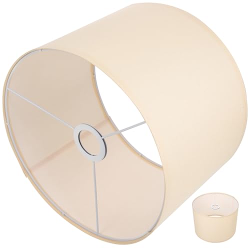 SOPOTUTU Lampenschirm aus Feinem Leinenstoff Abnehmbar und Waschbar Geeignet für Glühbirne Universeller Lampenschirm für Tisch Nachttisch Stehlampen Vintage Beige Haushaltslampenschirm von SOPOTUTU
