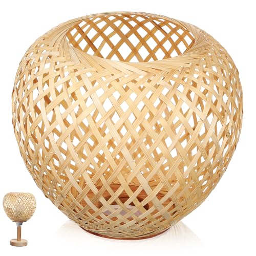 SOPOTUTU Rattan Lampenschirm Deckenleuchte Lampenzubehör Geflochtene Laterne Licht Schlafzimmer Wohnzimmer Natürliches Design von SOPOTUTU
