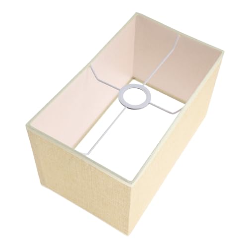 SOPOTUTU Rechteckiger Einfacher Lampenschirm aus Langlebigem Leinenstoff Lichtdurchlässiger Lampenbezug für Tischlampe Beige Weiches Licht Augenschonend Dekorativ von SOPOTUTU