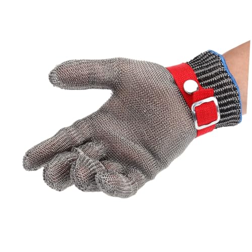 SOPOTUTU Schnittfeste Arbeitshandschuhe mit Metallknopf Schnitt und Stichfestes Edelstahl Drahtnetz Schutzstufe für Rechts und Ambidextrous Hoher Schutz für Metzger und Fachkräfte von SOPOTUTU