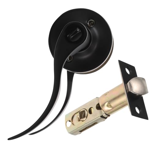 SOPOTUTU Schwarzer Wellen Design Türgriff mit Schloss und Schlüssel Leiser Innenraum Türbeschlag aus Langlebigem Edelstahl Reversibel für Schlafzimmer Badezimmer Wohnzimmer Erhöhte von SOPOTUTU