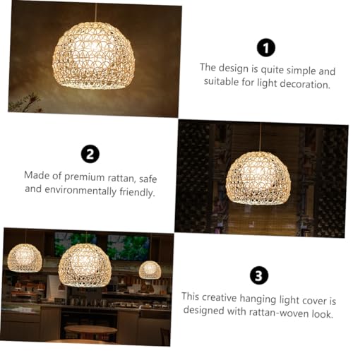 SOPOTUTU Southeast Asian Stil Rattan Lampenschirm Deckenleuchte Handgewebter Natürlicher Kronleuchter Abdeckung Rustikal Eleganter Pendelleuchten Schirm für Wohnzimmer und Esszimmer SOPOTUTU Southeast Asian Stil Rattan Lampenschirm Deckenleuchte Handgewebter Natürlicher Kronleuchter Abdeckung Rustikal Eleganter Pendelleuchten Schirm für Wohnzimmer und Esszimmer von SOPOTUTU