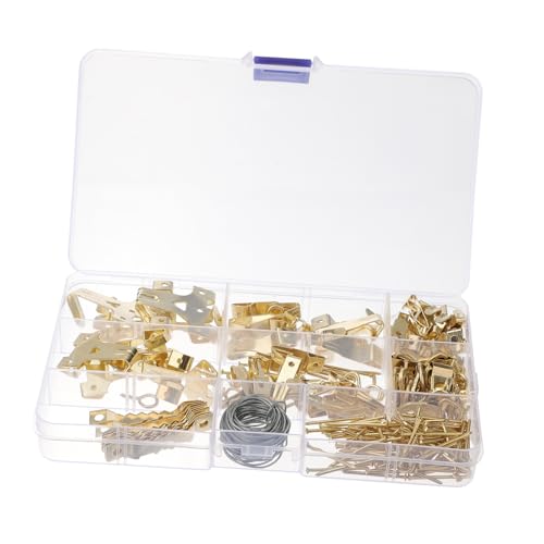 SOPOTUTU Teiliges Bildaufhänger aus Robustem Eisen mit Spitzen Nägeln Stabile Bildaufhänger für Wandbilder Galerien Kinderzeichnungen Langlebige Bruchsichere Wandhaken in Gold von SOPOTUTU