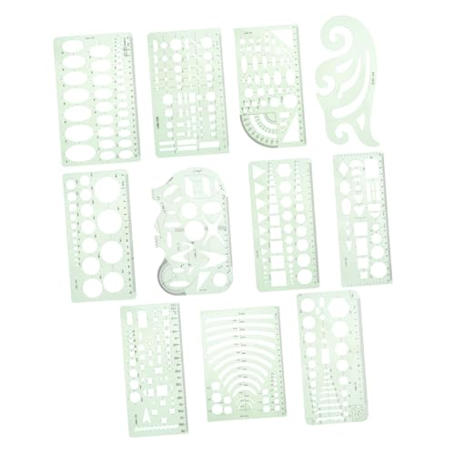 SOPOTUTU Teiliges Geometrisches Lineal aus Kunststoff Präzise Zeichenschablonen mit Verschiedenen Formen Maßstab für Künstler Designer Ingenieure und Schüler Praktisches Zeichenwerkzeug von SOPOTUTU