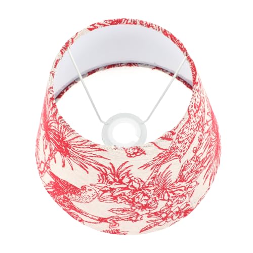 SOPOTUTU Tischlampenschirm aus Stoff und Metall Langlebiger Lampenschirm Ersatz für Nachttisch Stehlampen Dekorativer Lampenabdeckung für Wohn Schlafzimmer Roter Dschungel stickmuster von SOPOTUTU