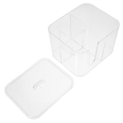 SOPOTUTU Transparente Kosmetik aufbewahrungsbox mit Deckel Baumwollpad Wattestäbchen organizer für Schminktisch Praktische Desktop aufbewahrung für Zuhause und Badezimmer von SOPOTUTU