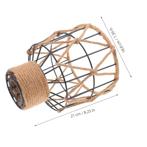 SOPOTUTU Vintage Boho Pendelleuchte mit Robustem Juteseil Umwickeltem Metallkäfig Lampenschirm Rustikale Hängeleuchte für Bar Küche und Essbereich im Retro Industrie Stil von SOPOTUTU