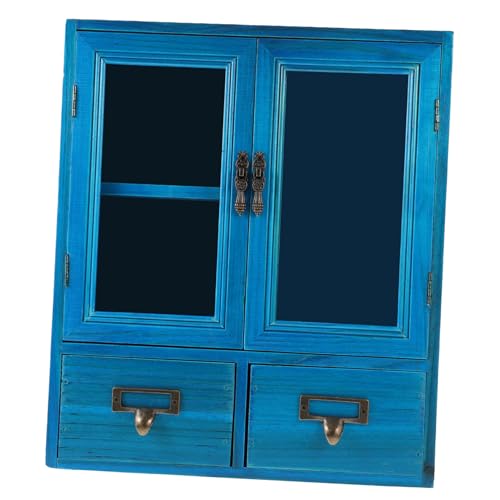 SOPOTUTU Vintage Holz Nachttischschrank mit Doppel Türen Multifunktionaler Wandregal Organizer für Wohnzimmer Retro Design Solide Holzbauweise Aufbewahrungslösung von SOPOTUTU