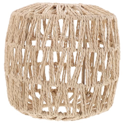 SOPOTUTU Vintage Lampenschirm aus Papierseil Imitation Rattan Geflochten Langlebiger Lampenschirm für Kronleuchter und Deckenleuchte Einfache Montage Dekorative Beleuchtung für Wohnräume von SOPOTUTU