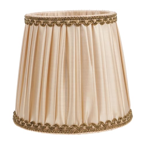 SOPOTUTU Vintage Stoff Lampenschirm mit Plissee Spitze Retro Lampenschutz Vielseitig für Kronleuchter Wand und Deckenlampen Einfach zu Montieren Langlebig Eleganter Europäischer Stil Gelb von SOPOTUTU