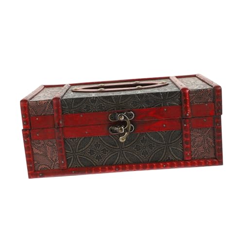 SOPOTUTU Vintage Tissue Box Cover aus Hochwertigem Sperrholz Eleganter Tissue Organizer mit Klassischem Chinesischem Design Stabile Serviettenbox für Wohnzimmer und Büro Stilvolle Luxus von SOPOTUTU