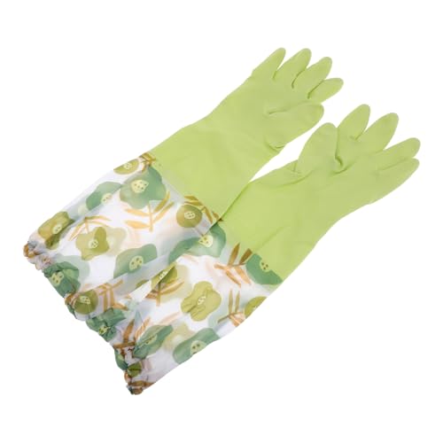 SOPOTUTU Wasserfeste Grüne Wiederverwendbare Haushaltshandschuhe mit Langem Schaft Flexibler für Küchenreinigung Spülen Gartenarbeit und Vielseitige Reinigungsaufgaben von SOPOTUTU