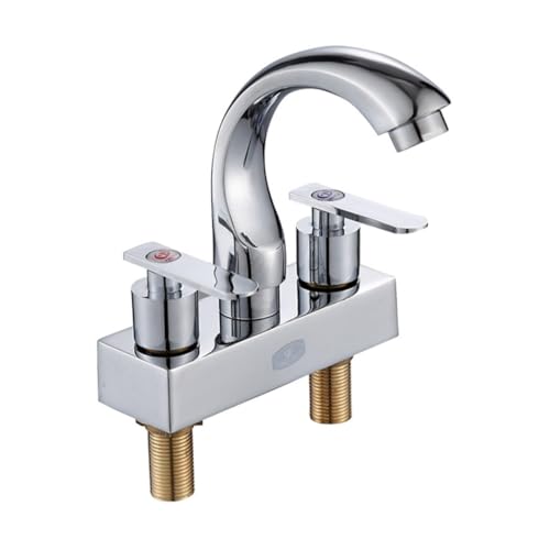 SOPOTUTU Wasserhahn mit Doppelgriff Korrosionsbeständige Badezimmer und Küchenarmatur Lochabstand mit Wasserspareffizienz und Spritzfreiem Luftsprudler für Waschbecken und Spüle von SOPOTUTU