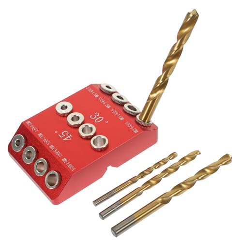 SOPOTUTU Winkelbohrführung Verstellbar Präzise Bohrschablone Holzbohrer Bohrhilfe mit Bohrer Robust Langlebig für Holzhandwerk und Treppenmontage von SOPOTUTU