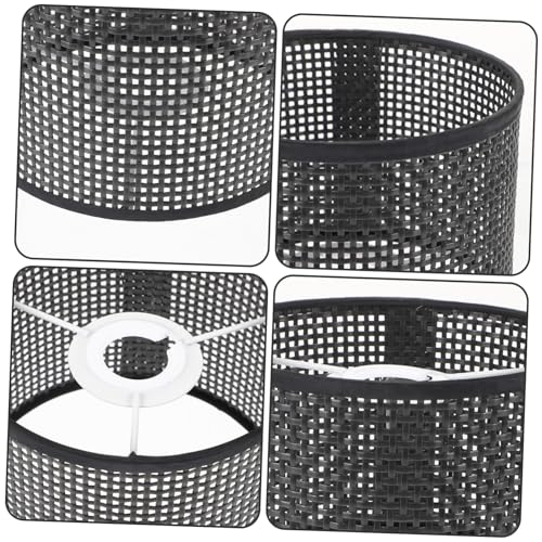 SOPOTUTU Woven Lampenschirm aus Kunststoff Schwarz für Tischlampe Ersatzschirm mit Stabilem Langlebigem Material Schützender Lichtfilter Installieren für Wohnzimmer und Schlafzimmer von SOPOTUTU