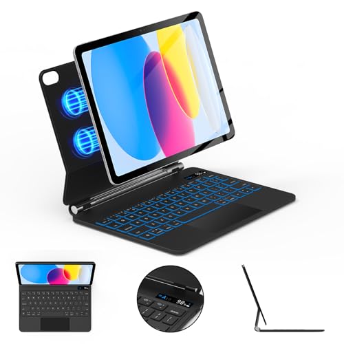 SOPPY Magische Tastatur-Hülle für iPad 11. Generation (2025), 11 Zoll, iPad 10. Generation (2022), 27,7 cm (11 Zoll), schwebende magnetische Hülle mit Trackpad, 7-farbige Hintergrundbeleuchtung von SOPPY