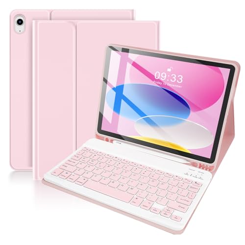 SOPPY Tastaturhülle für iPad 10. Generation 2022, Bluetooth-Tastatur für iPad 10.9 Zoll, abnehmbare kabellose Tastatur mit integriertem Stifthalter, Rosa SOPPY Tastaturhülle für iPad 10. Generation 2022, Bluetooth-Tastatur für iPad 10.9 Zoll, abnehmbare kabellose Tastatur mit integriertem Stifthalter, Rosa von SOPPY