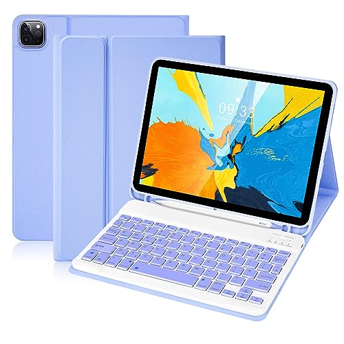 SOPPY Tastaturhülle für iPad Air 6th (M2) 11 Zoll 2024, iPad Air 5. 2022, iPad Air 4. 2020, iPad Pro 11 Zoll (2018–2022), abnehmbare Hülle, mit integriertem Stiftschlitz, Violett von SOPPY