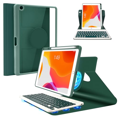 SOPPY iPad 10.2 Tastaturhülle für 9. Generation (2021), 8. Generation (2020), 7. Generation (2019), Air 3, Pro 10.5 2017, schlank mit magnetisch drehbarem, abnehmbarem Kabellos und Stifthalter von SOPPY