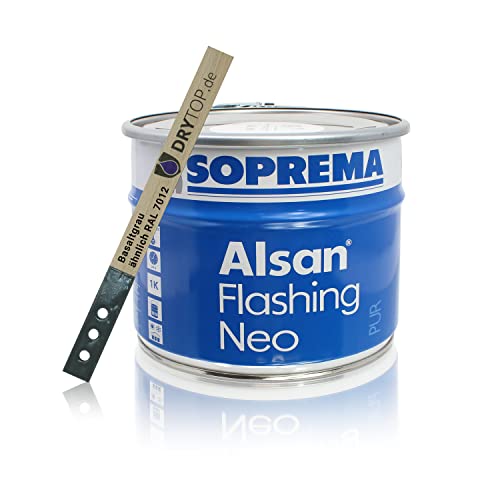 ALSAN Flashing NEO - 5,0 kg/Gebinde - RAL 7012 basaltgrau - lösemittelfreier, einkomponentiger Polyurethanharz Flüssigkunststoff zur Abdichtung und Herstellung von Anschlüssen inkl. Rührholz von Soprema GmbH