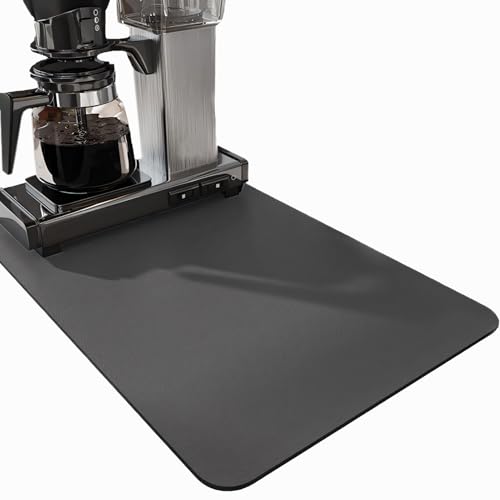 SOQKEEN Abtropfmatte Geschirr, 60 x 40 cm Kaffeemaschine Unterlage, Schnelltrocknend Extra Groß Mit Rutschfest Gummisohle, Kaffeematte von SOQKEEN