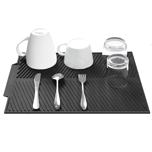 SOQKEEN Abtropfmatte Geschirr 50 x 40 cm, Hitzebeständige, rutschfeste Abtropfmatte Silikon als Spülmatte und Abtropfunterlage, Schwarz SOQKEEN Abtropfmatte Geschirr 50 x 40 cm, Hitzebeständige, rutschfeste Abtropfmatte Silikon als Spülmatte und Abtropfunterlage, Schwarz von SOQKEEN