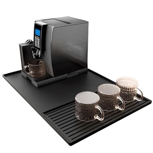 SOQKEEN Kaffeemaschine Abtropfmatte Geschirr, 60x40 cm Große Silikonmatte Unterlage für Kaffeemaschine mit 39,5x19 cm Abnehmbarer Geschirr Abtropfmatte, Hitzebeständige, rutschfeste Silikonmatte von SOQKEEN