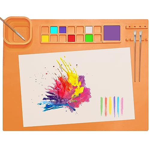 SOQKEEN Bastelmatte, 51 x 41 cm Silikon Malunterlage leichte Reinigung Malmatte Bastelunterlage Groß, Antihafte rutschfeste Tischmatte für Crafting Aquarell Malerei Ton und DIY-Projekte (Orange) SOQKEEN Bastelmatte, 51 x 41 cm Silikon Malunterlage leichte Reinigung Malmatte Bastelunterlage Groß, Antihafte rutschfeste Tischmatte für Crafting Aquarell Malerei Ton und DIY-Projekte (Orange) von SOQKEEN