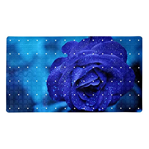 Badewannen- und Duschmatte, rutschfest, schönes Blumenmuster, Blau / Rosa von SORANO