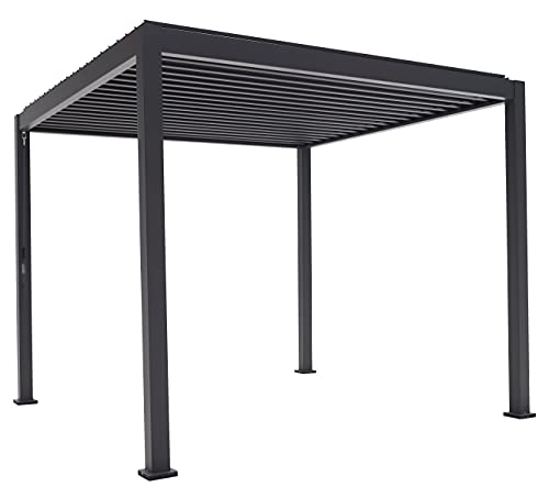 Mirador Basic Pavillon 3 x 3 m Wasserdicht - Pergola mit Lamellendach - Aluminium/Stahl Terrassenüberdachung - Schwarz - 88MM von Mirador